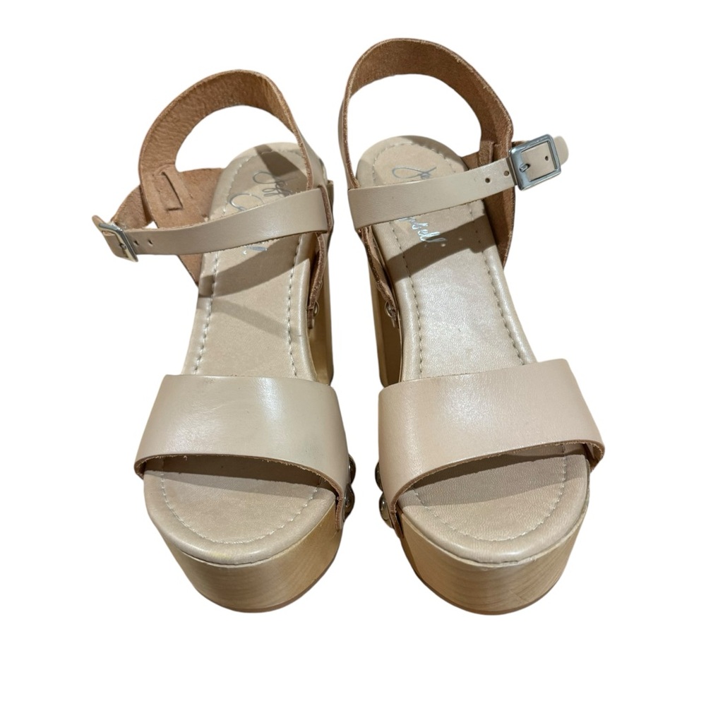 Jeffrey Campbell Platform High Heel Sandals Leather Beige Size 38 Italian - Picture 1 of 5